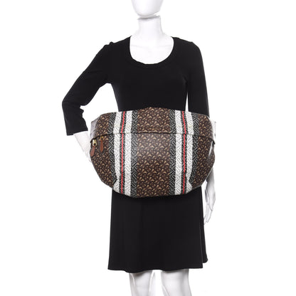 Burberry E-Canvas Monogram Stripe XL Sonny Bum Bag Bridle Brown 2 of 15