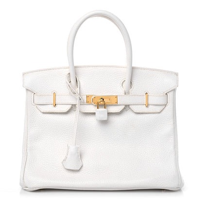 Hermes Taurillon Clemence Birkin 30 White 1 of 14