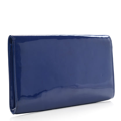 Saint Laurent Patent Calfskin Monogram Large Belle De Jour Clutch Royal Blue 3 of 12