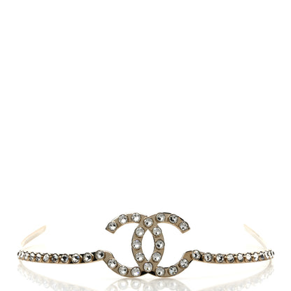 Chanel Metal Crystal CC Headband Light Gold 3 of 7