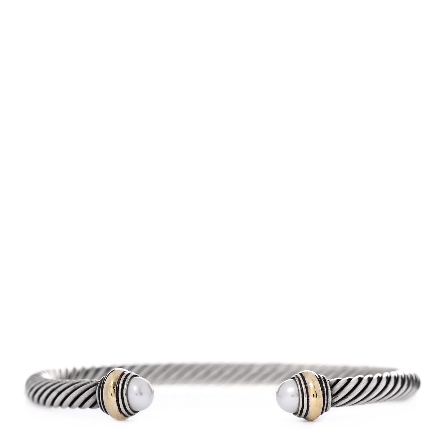 Sterling Silver 14K Yellow Gold Pearl 5mm Cable Classics Bracelet