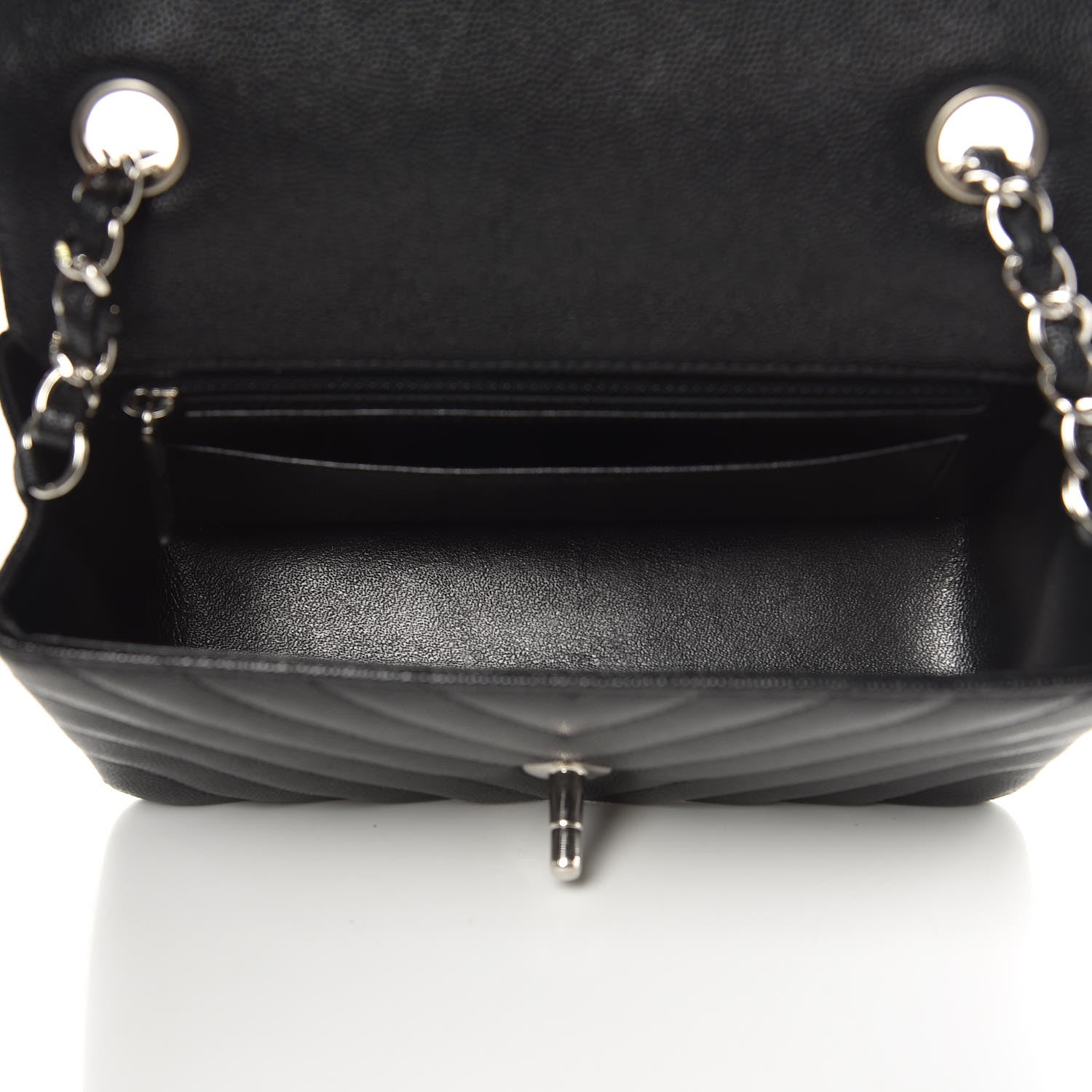 Chanel Caviar Chevron Quilted Mini Rectangular Flap Black 5 of 9