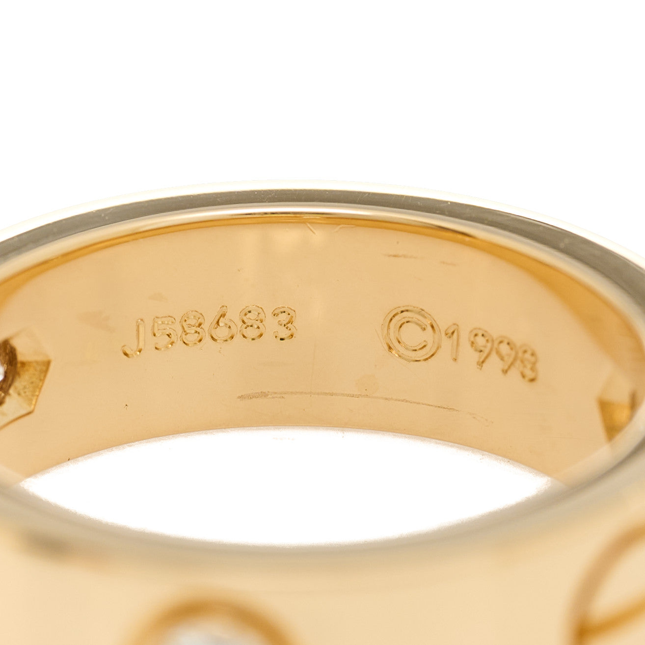 18K Yellow Gold 3 Diamond 5.5mm LOVE Ring 50 5.25