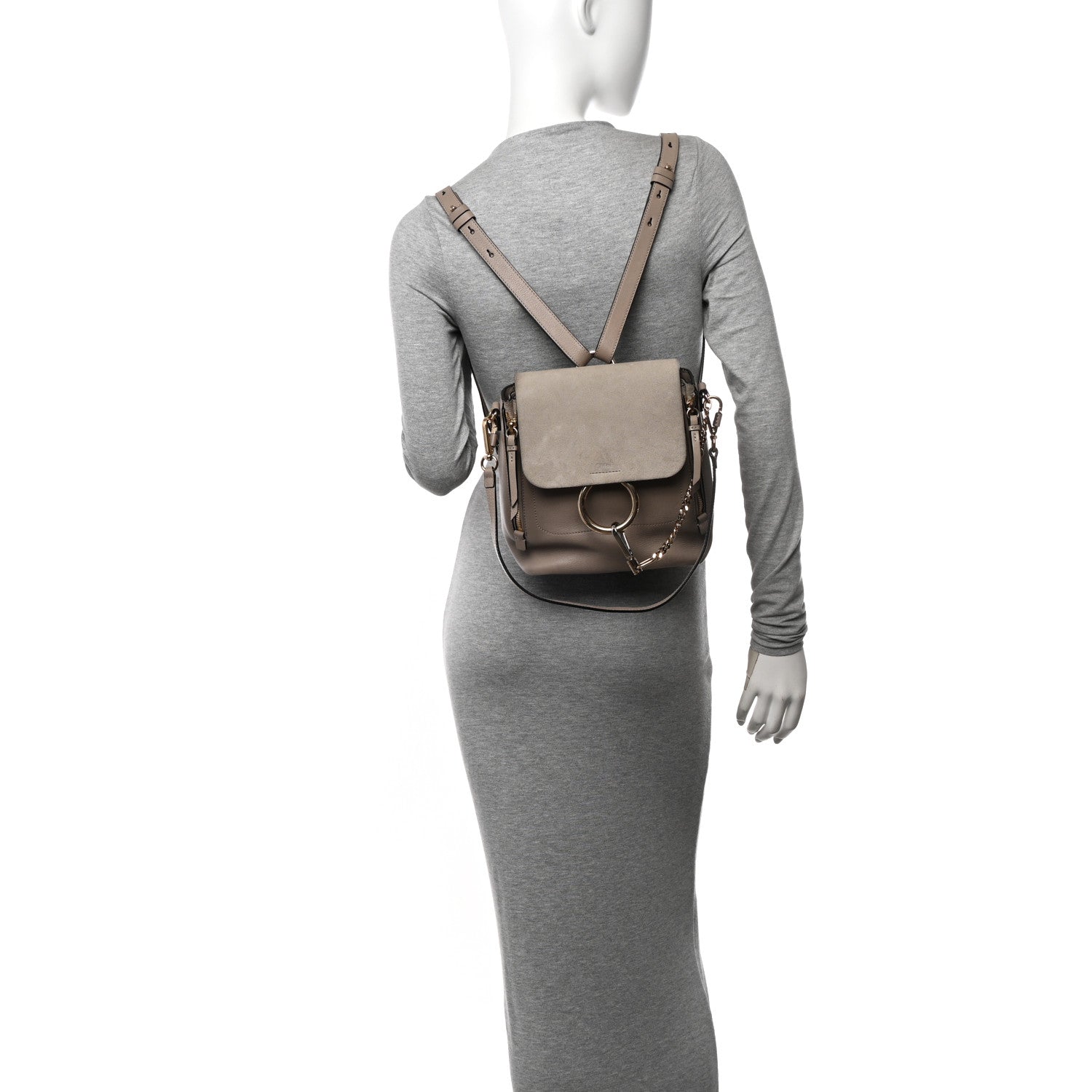 Chloe Suede Calfskin Small Faye Backpack Motty Grey 2 of 16