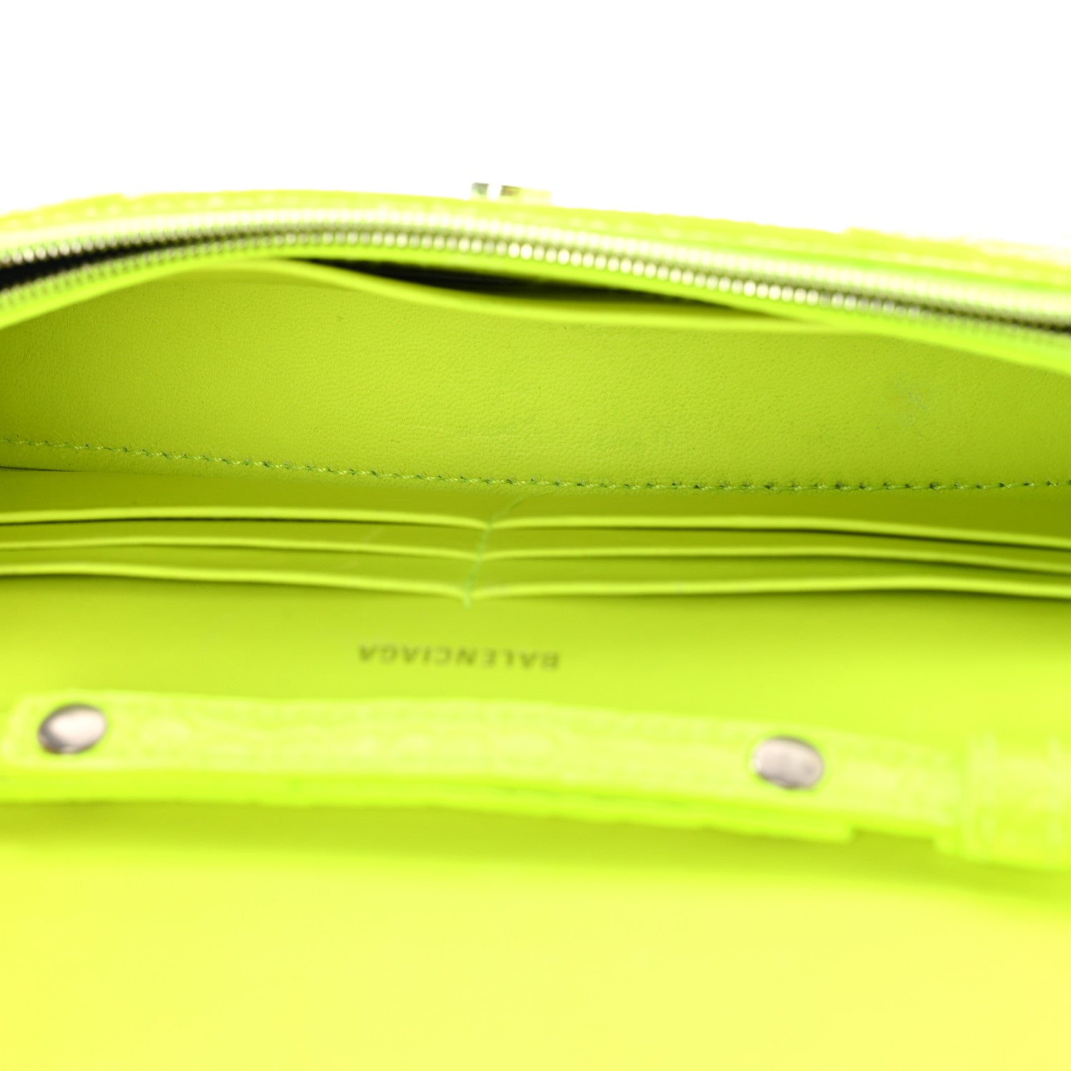 Balenciaga Shiny Calfskin Crocodile Embossed Hourglass Chain Bag Fluo Yellow 5 of 9