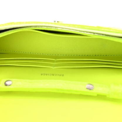 Balenciaga Shiny Calfskin Crocodile Embossed Hourglass Chain Bag Fluo Yellow 5 of 9