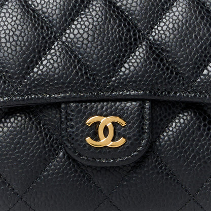 Chanel Caviar Quilted Large Gusset Flap Wallet Black 9 of 11