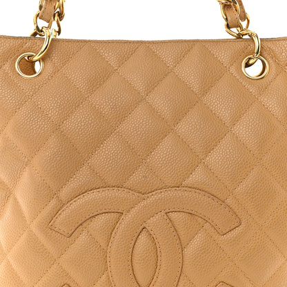 Chanel Caviar Quilted Petit Shopping Tote PST Dark Beige 8 of 16