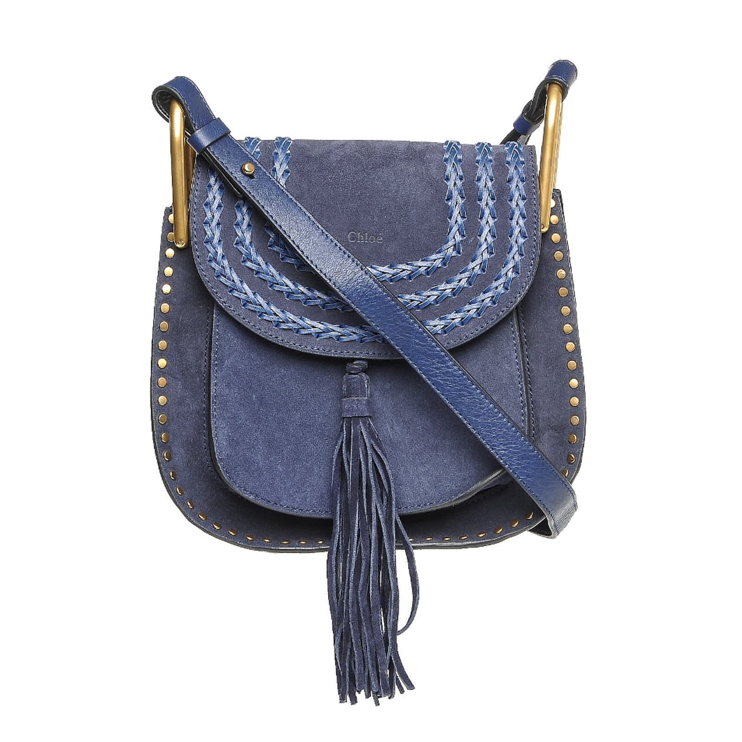 Suede Braided Small Hudson Shoulder Bag Deep Ocean