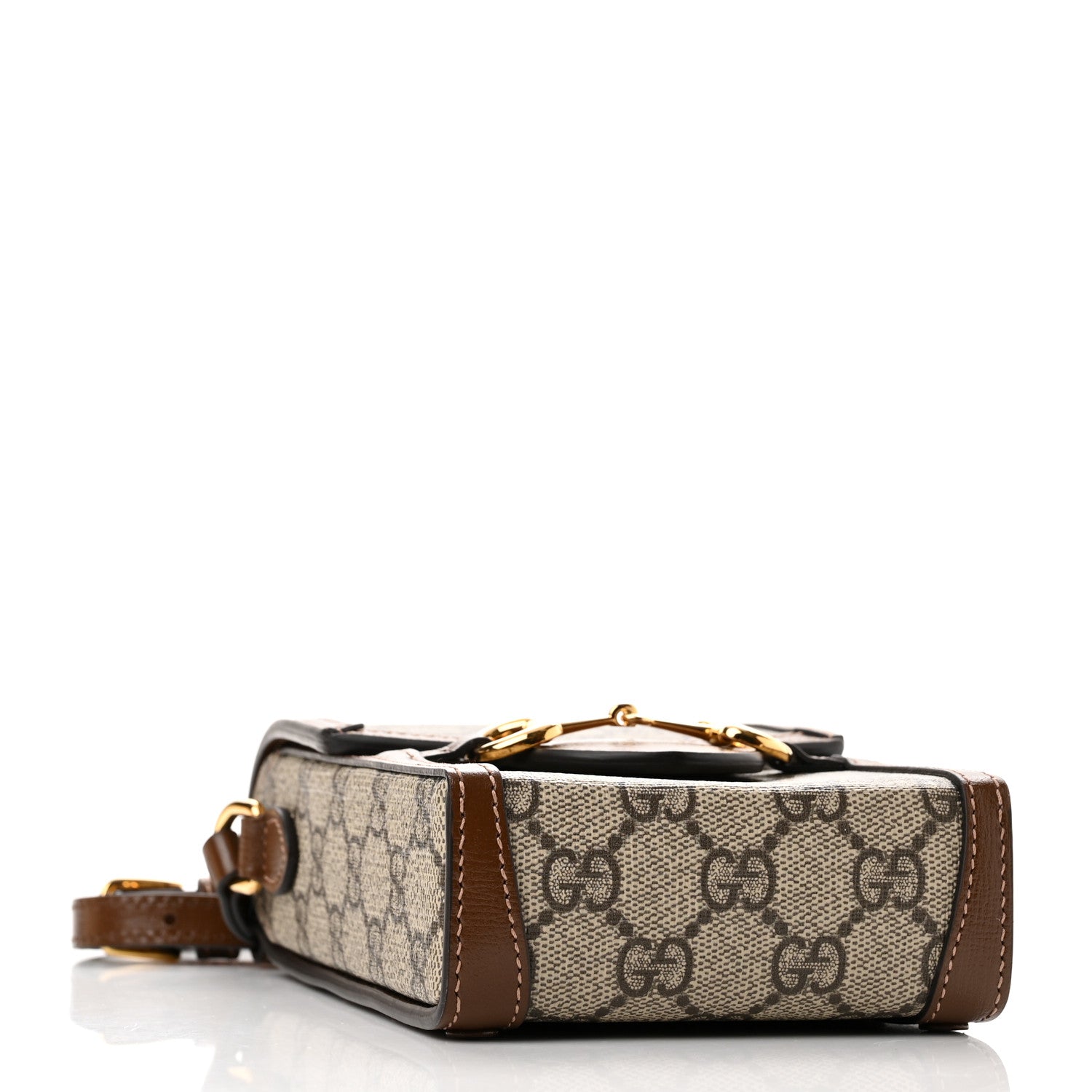 Gucci GG Supreme Monogram Mini Horsebit 1955 Crossbody Bag Beige Brown Sugar 4 of 10