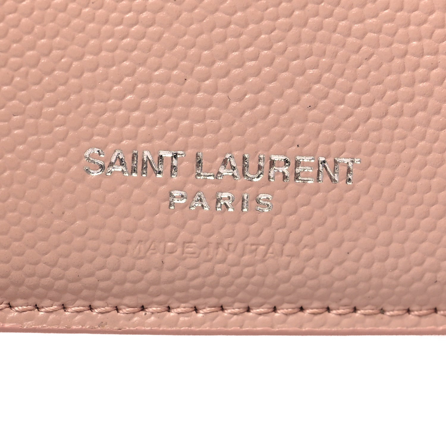 Saint Laurent Grain De Poudre Matelasse Chevron Monogram Compact Tri Fold Wallet Pale Pink 7 of 9