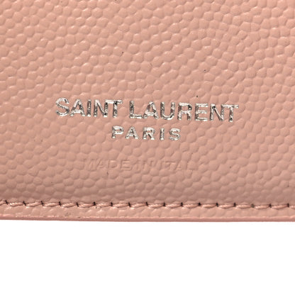 Saint Laurent Grain De Poudre Matelasse Chevron Monogram Compact Tri Fold Wallet Pale Pink 7 of 9