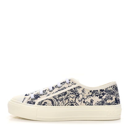 Christian Dior Canvas Toile De Jouy Embroidered Womens Walk Dior Low Top Sneakers 38.5 White Navy 1 of 11