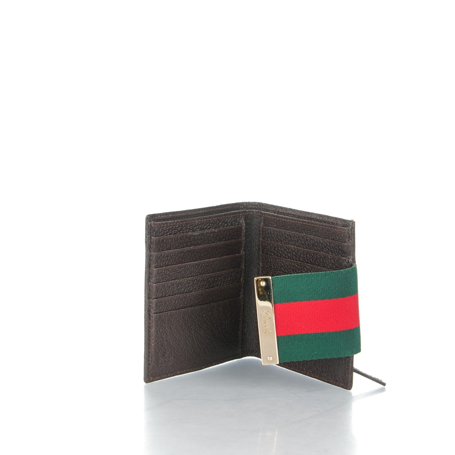 Gucci Monogram Ladies Web French Flap Wallet Dark Brown 5 of 7