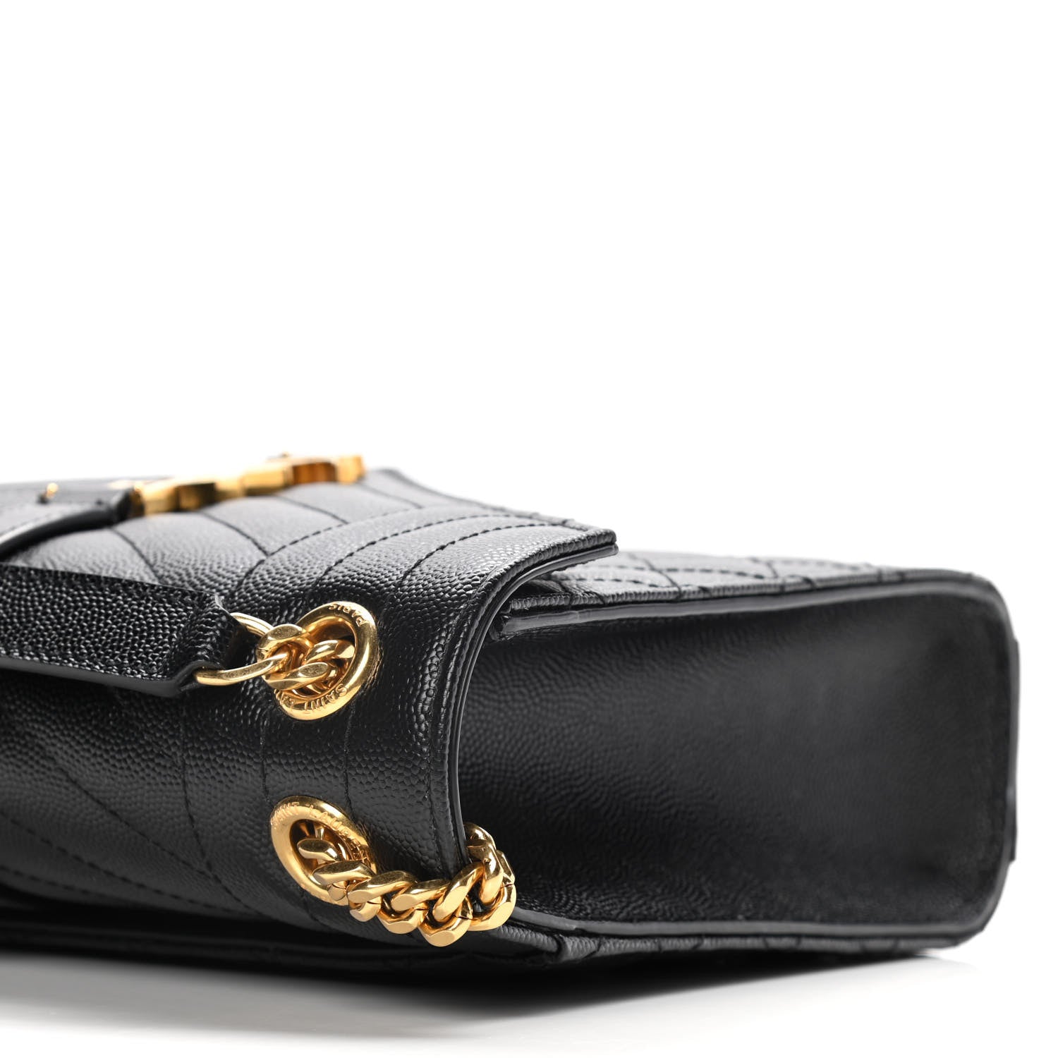 Saint Laurent Grain De Poudre Textured Mixed Matelasse Triquilt Medium Monogram Satchel Black 12 of 17