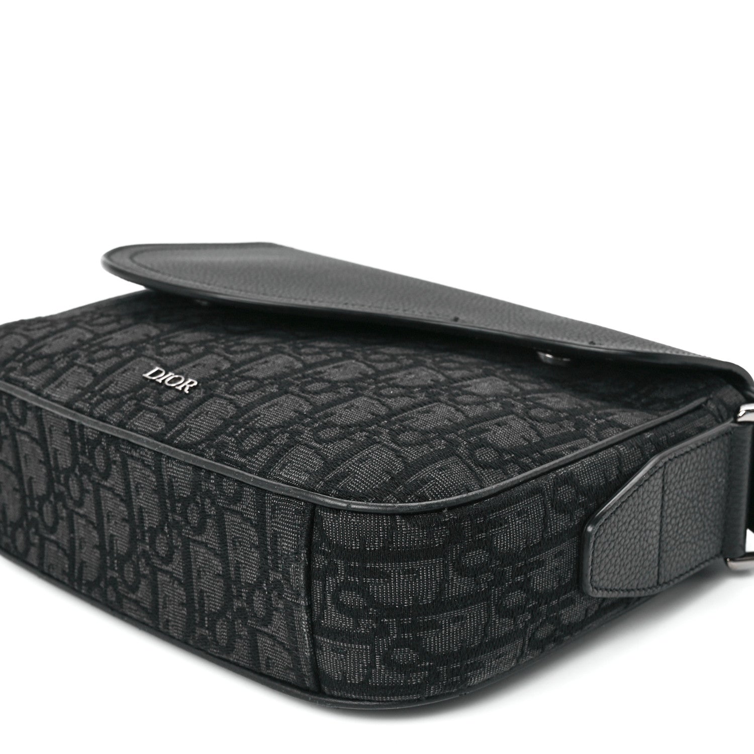 Christian Dior Grained Calfskin Oblique Mini Saddle Messenger Black 11 of 12