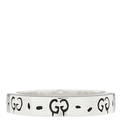 Gucci Sterling Silver Narrow GucciGhost Hamlet Skull Ring 53 6.25 3 of 6