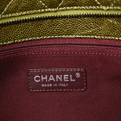 Chanel Glazed Caviar Quilted Tote Green 6 of 10