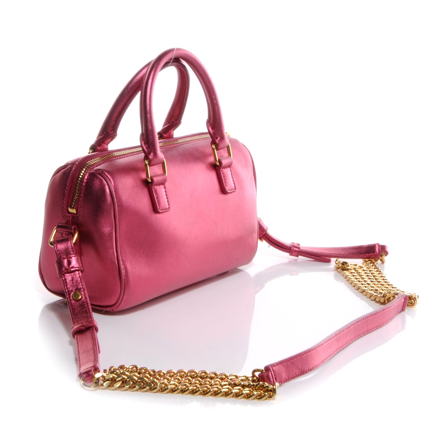 Metallic Leather Classic Duffle Toy Pink