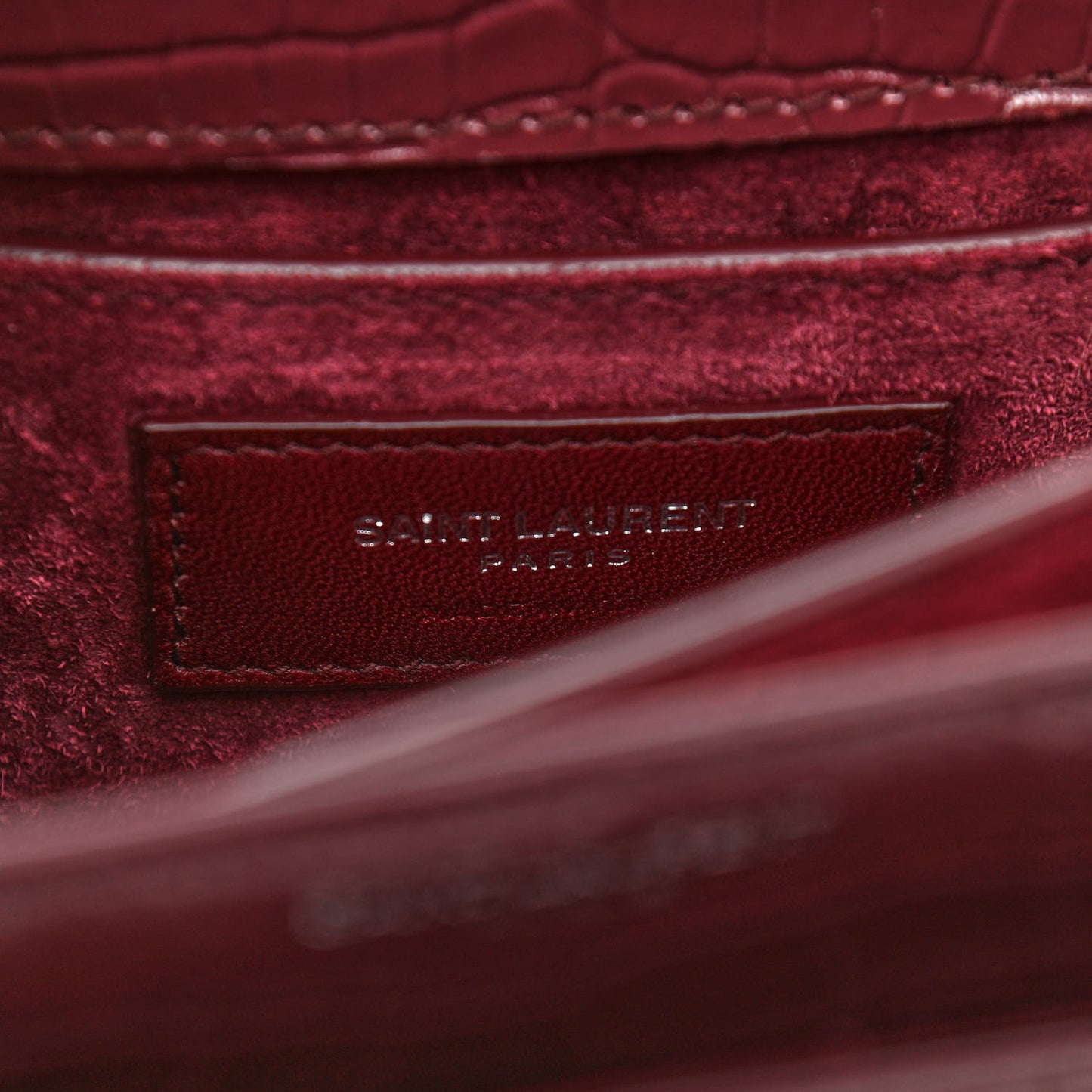 Calfskin Crocodile Embossed Medium Monogram Sunset Rouge Legion