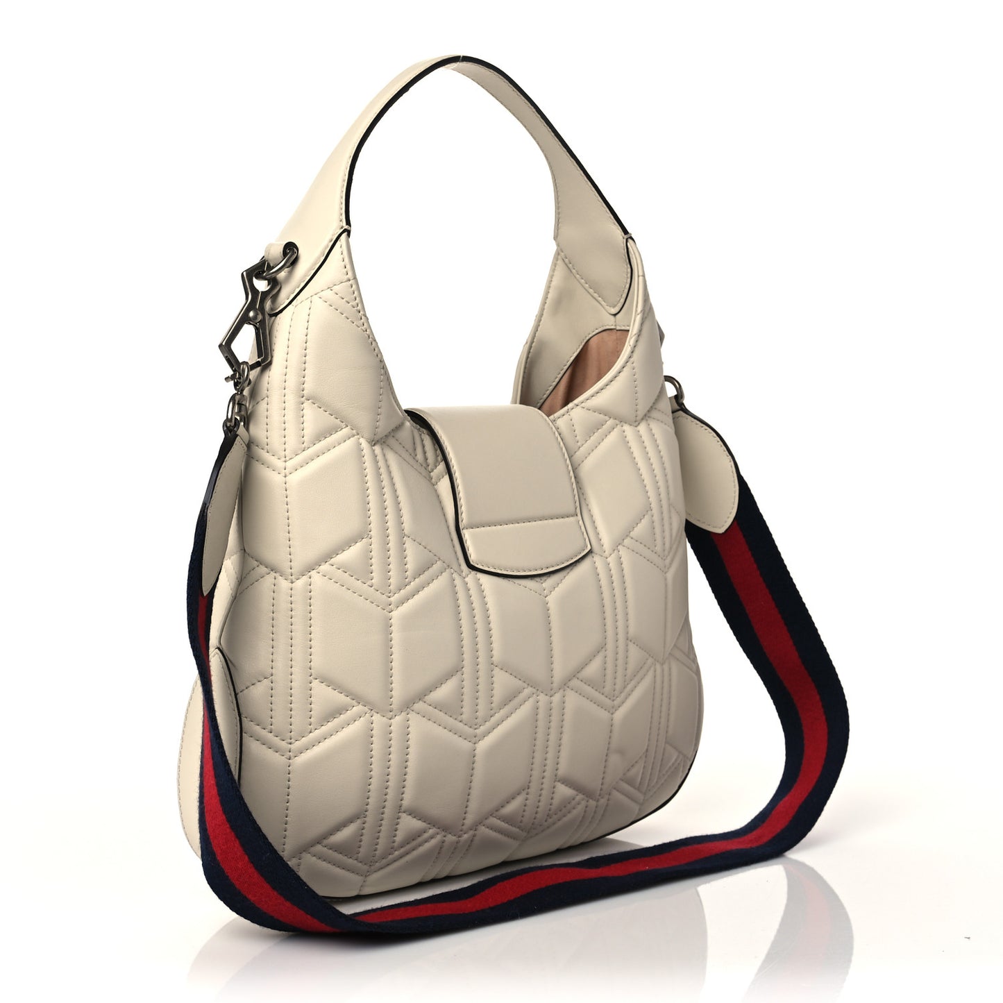 Calfskin Web Quilted Small Dionysus Hobo White