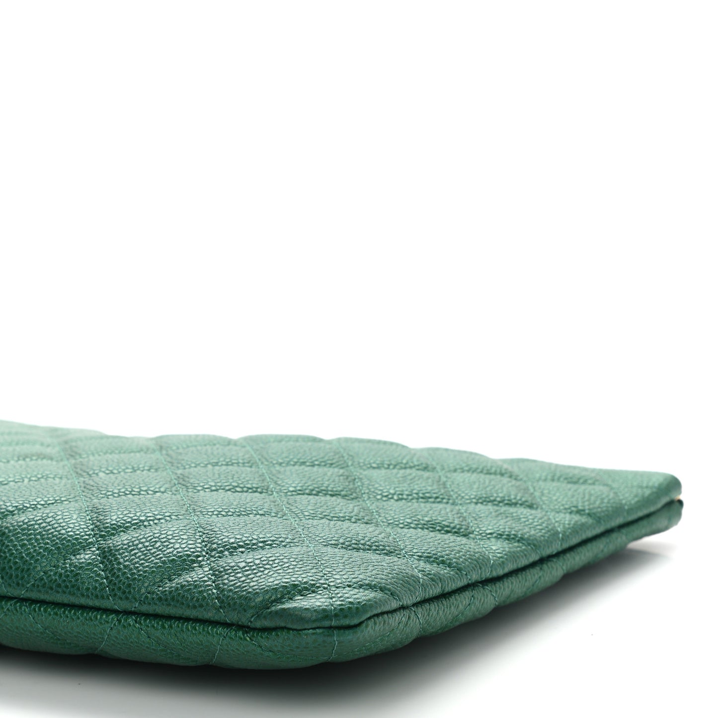 Metallic Caviar Quilted Medium Cosmetic Case Green