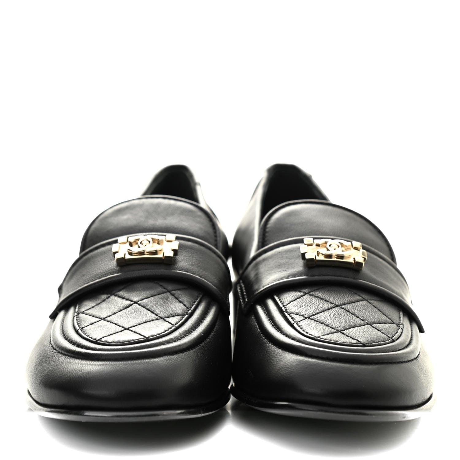 Chanel Lambskin Quilted Womens CC Loafers 41 Black 2 of 12
