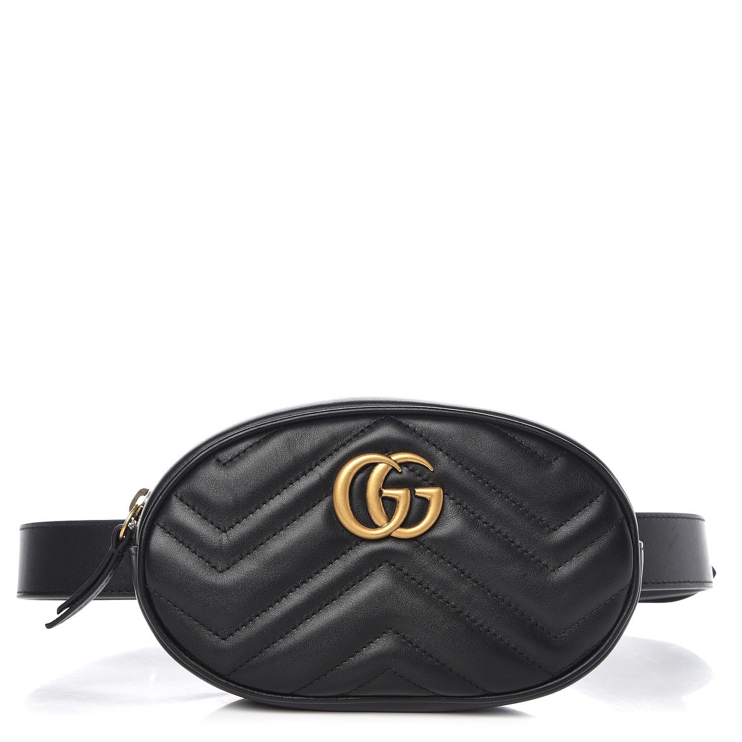 Gucci Calfskin Matelasse GG Marmont Belt Bag 85 34 Black 1 of 9