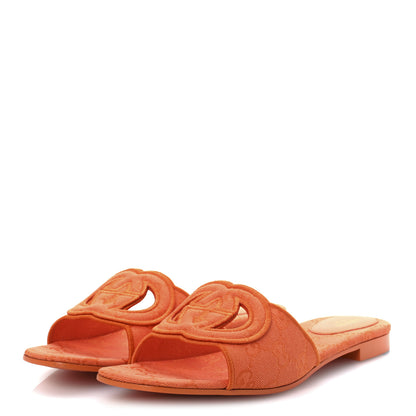 Gucci Canvas Interlocking G Cut Out Slide Sandals 40 Orange 4 of 10