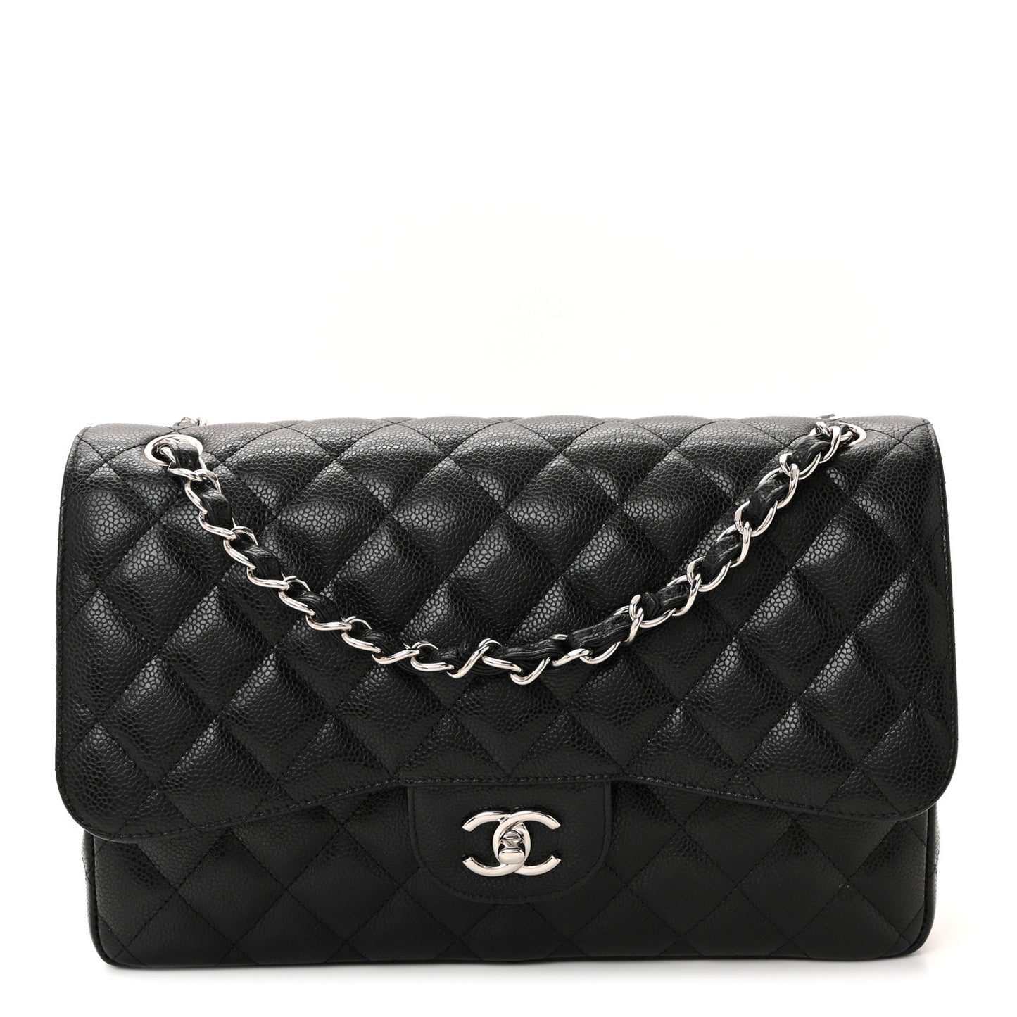 Caviar Quilted Jumbo Double Flap Black