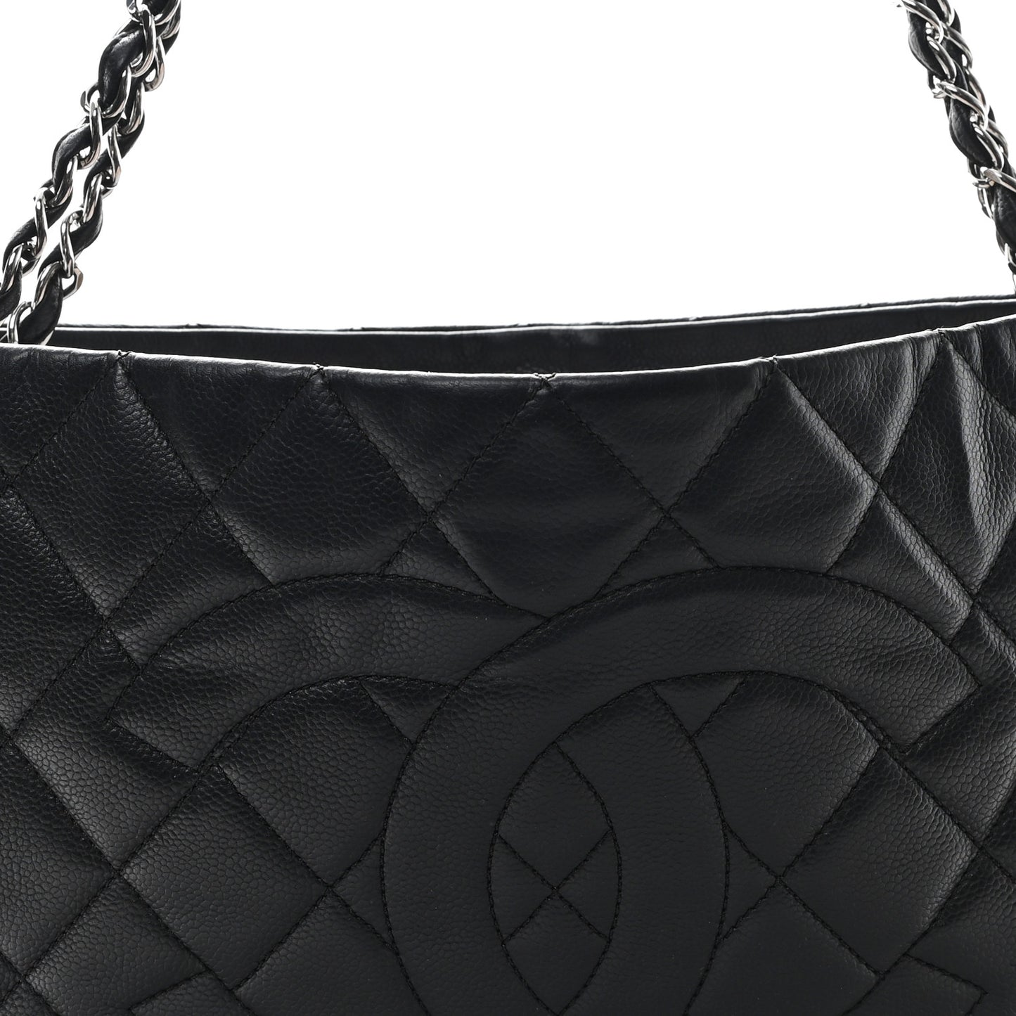 Caviar Quilted Expandable Zip Shoulder Bag Black