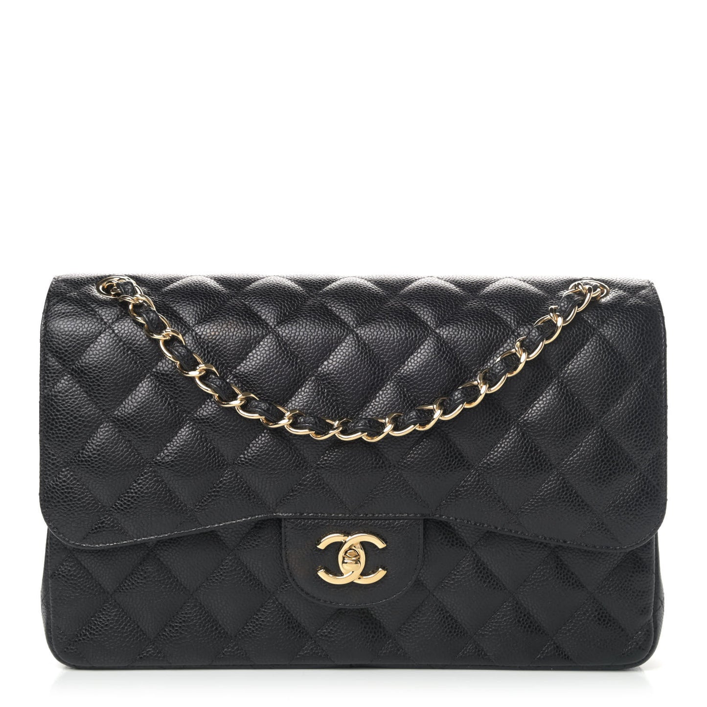 Caviar Quilted Jumbo Double Flap Black
