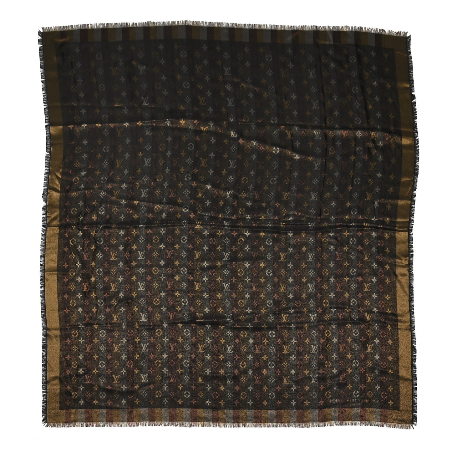 Silk Lurex Wool So Shine Monogram Shawl Black