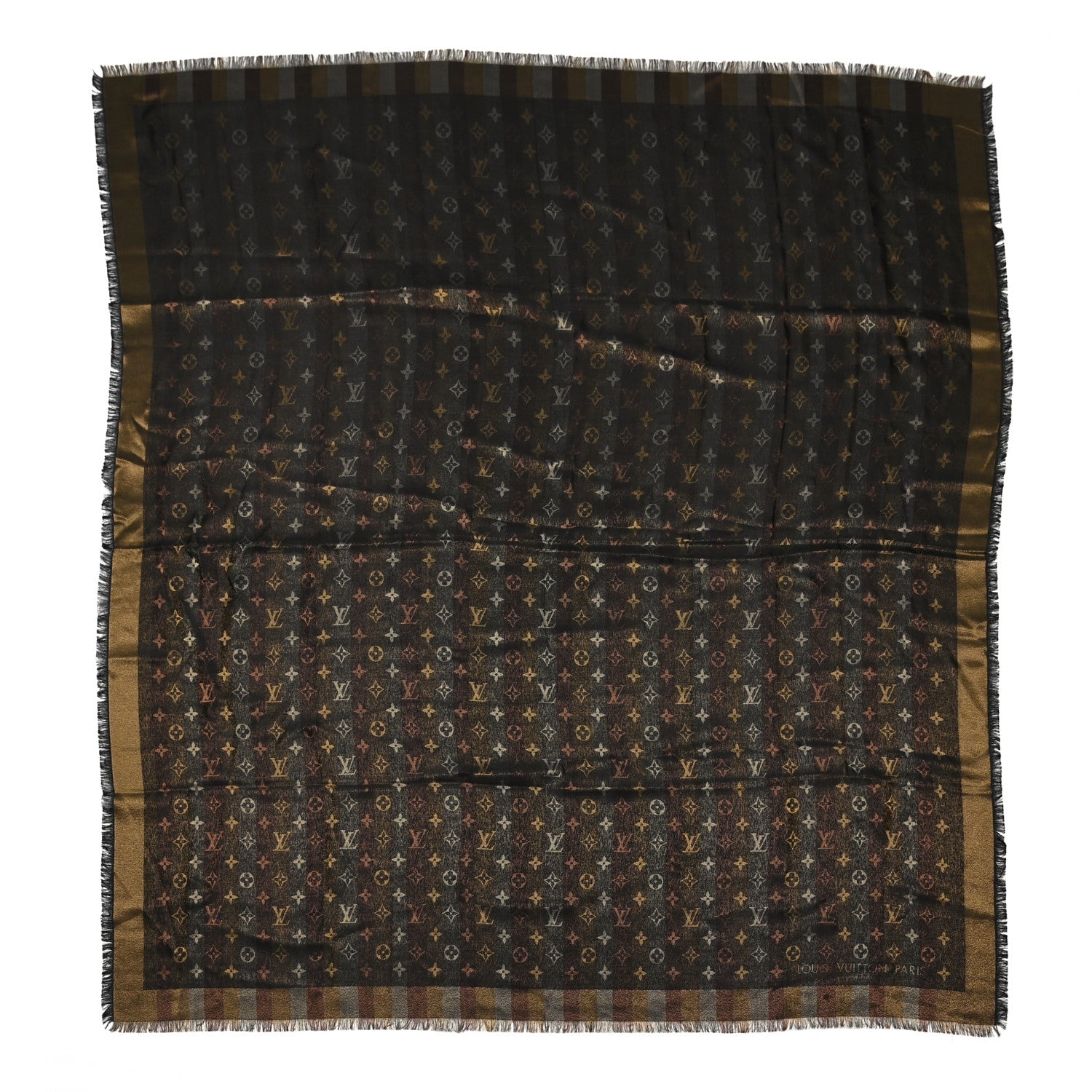 Louis Vuitton Silk Lurex Wool So Shine Monogram Shawl Black 1 of 4