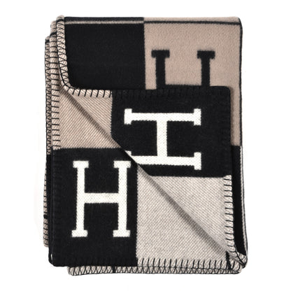 Hermes Wool Cashmere Avalon III Blanket Ecru Black 2 of 3
