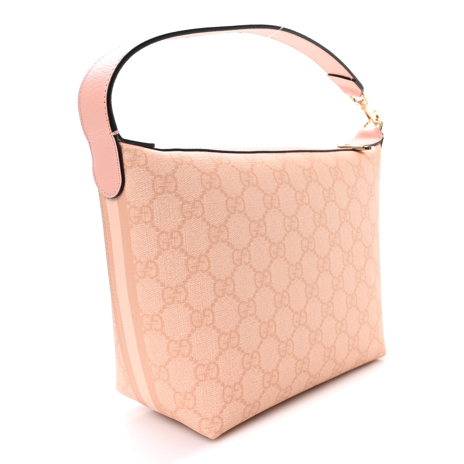 Gucci GG Supreme Monogram Textured Calfskin Web Super Mini Ophidia Shoulder Bag Pink 3 of 11