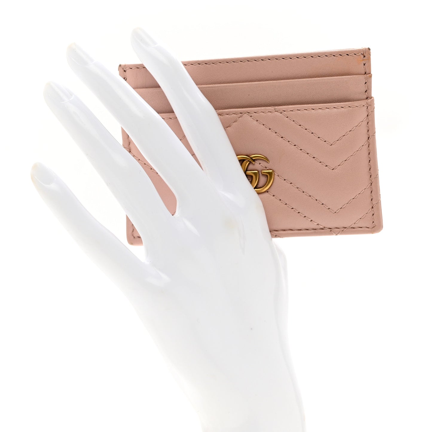Calfskin Matelasse GG Marmont Card Holder Perfect Pink