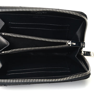 Saint Laurent Grain De Poudre Matelasse Chevron Monogram Zip Around Wallet Black 4 of 4