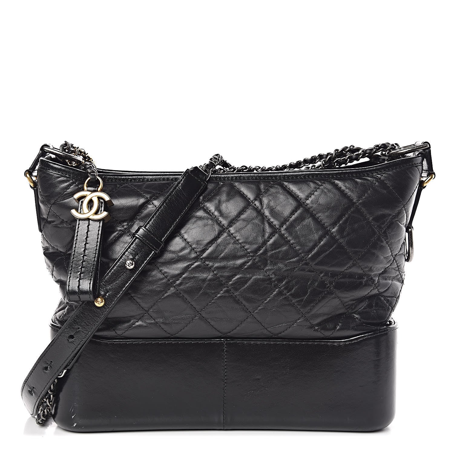 Chanel Aged Calfskin Quilted Medium Gabrielle Hobo Black 1 of 16