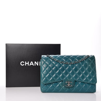 Chanel Lambskin Quilted Maxi Double Flap Turquoise 13 of 13