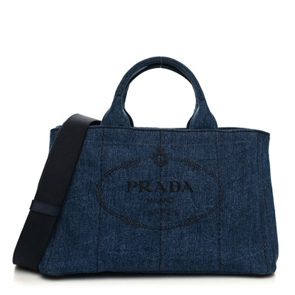 Prada Denim Logo Tote Bleu 1 of 11