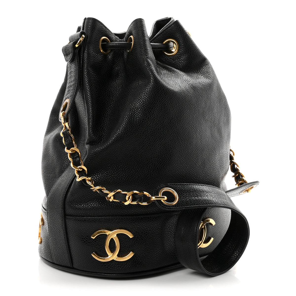 Chanel Caviar CC Drawstring Shoulder Bag Black 4 of 11