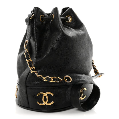 Chanel Caviar CC Drawstring Shoulder Bag Black 4 of 11