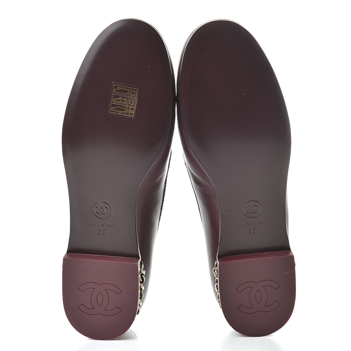 Calfskin CC Chain Mocassin Loafers 38 Burgundy