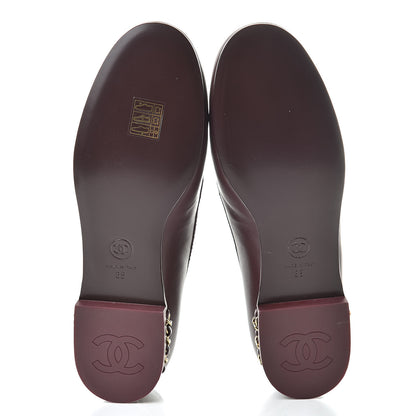 Chanel Calfskin CC Chain Mocassin Loafers 38 Burgundy 7 of 10
