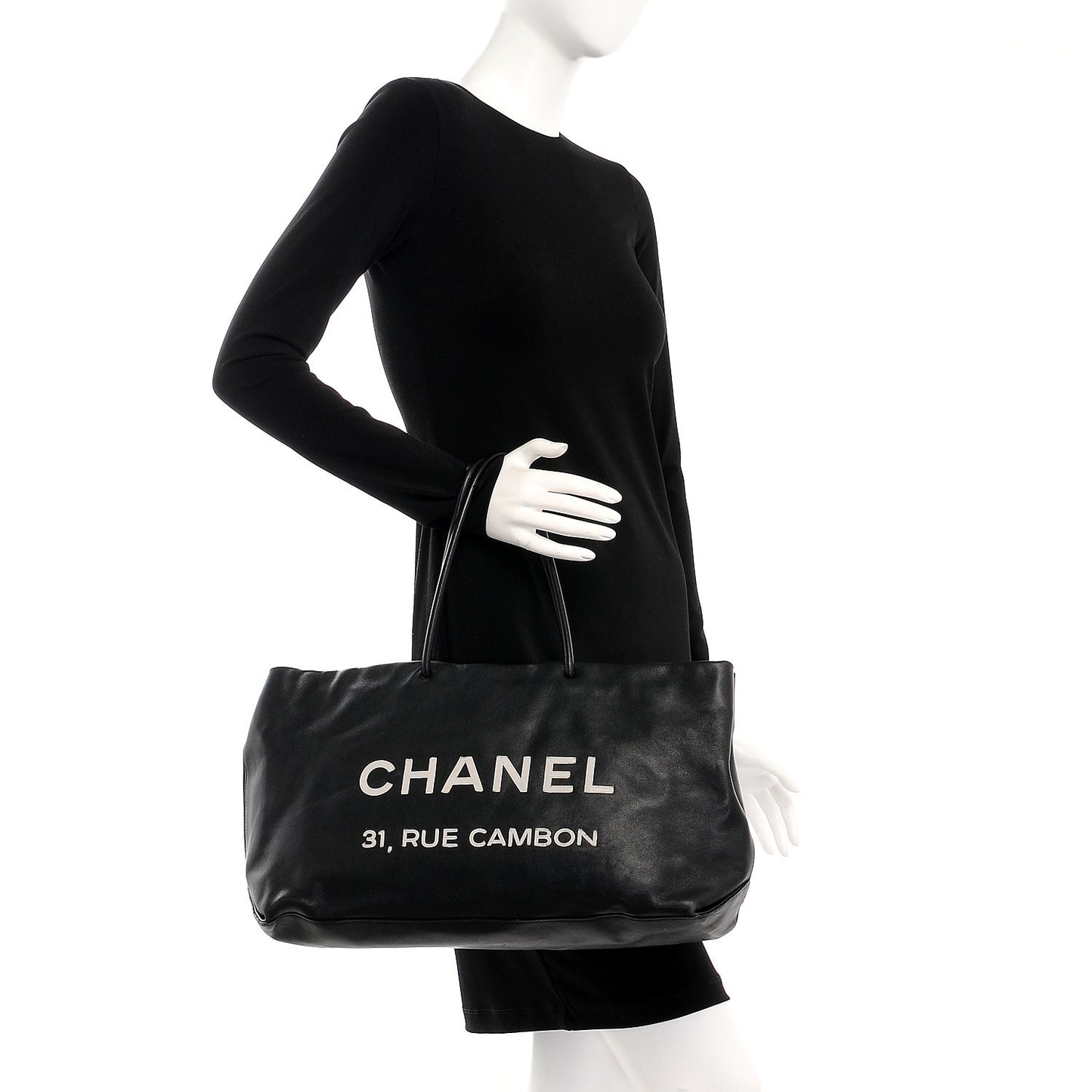 Calfskin Large Essential 31 Rue Cambon Tote Black