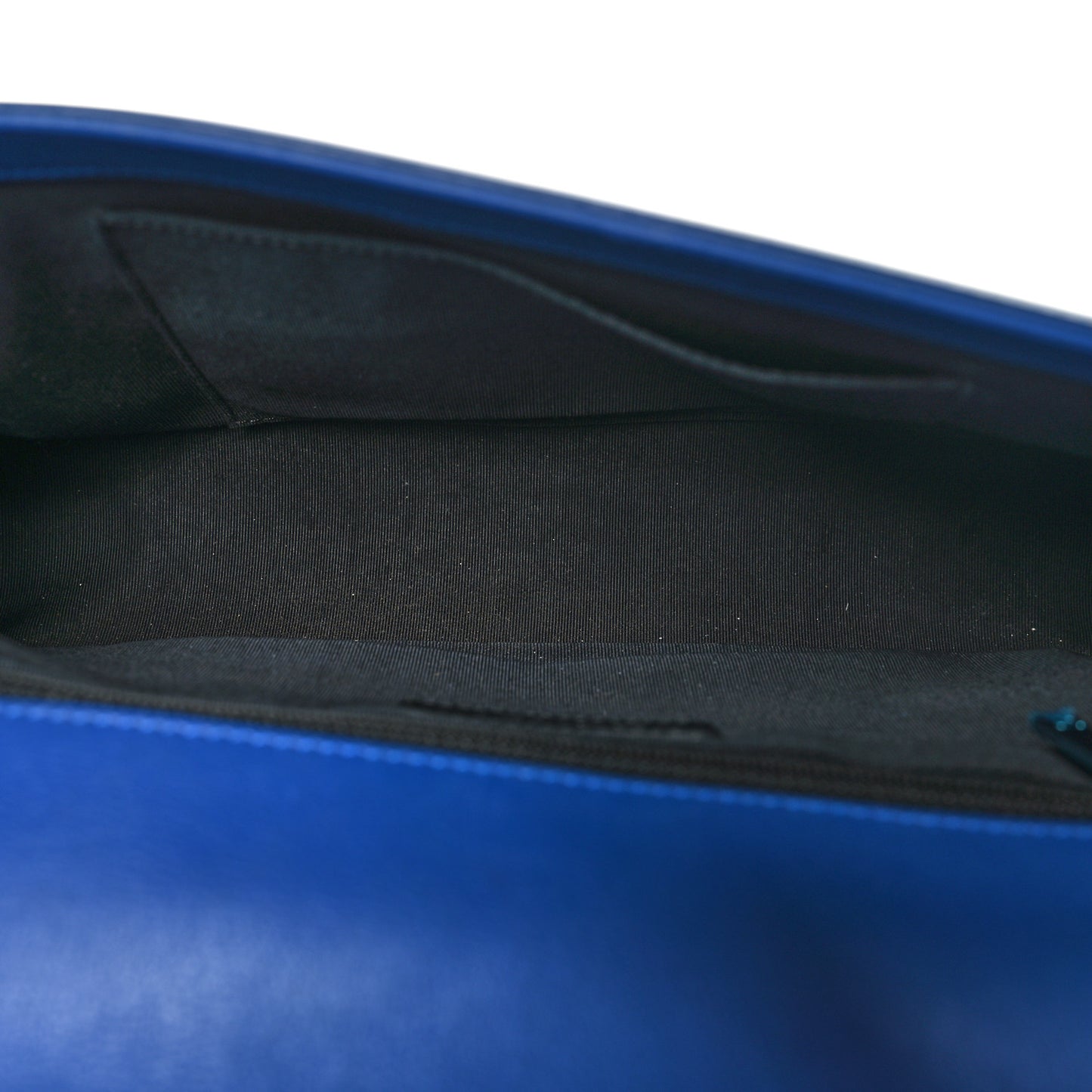 Patent Calfskin Quilted New Medium Plexiglass Boy Flap Blue