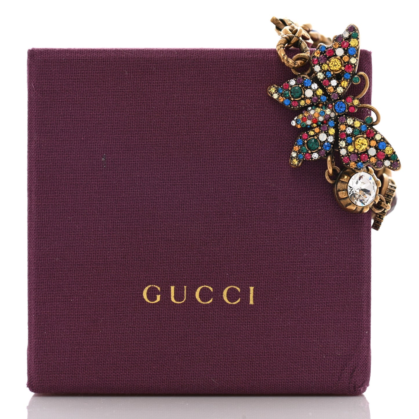 Crystal Butterfly Bracelet Aged Gold Multicolor
