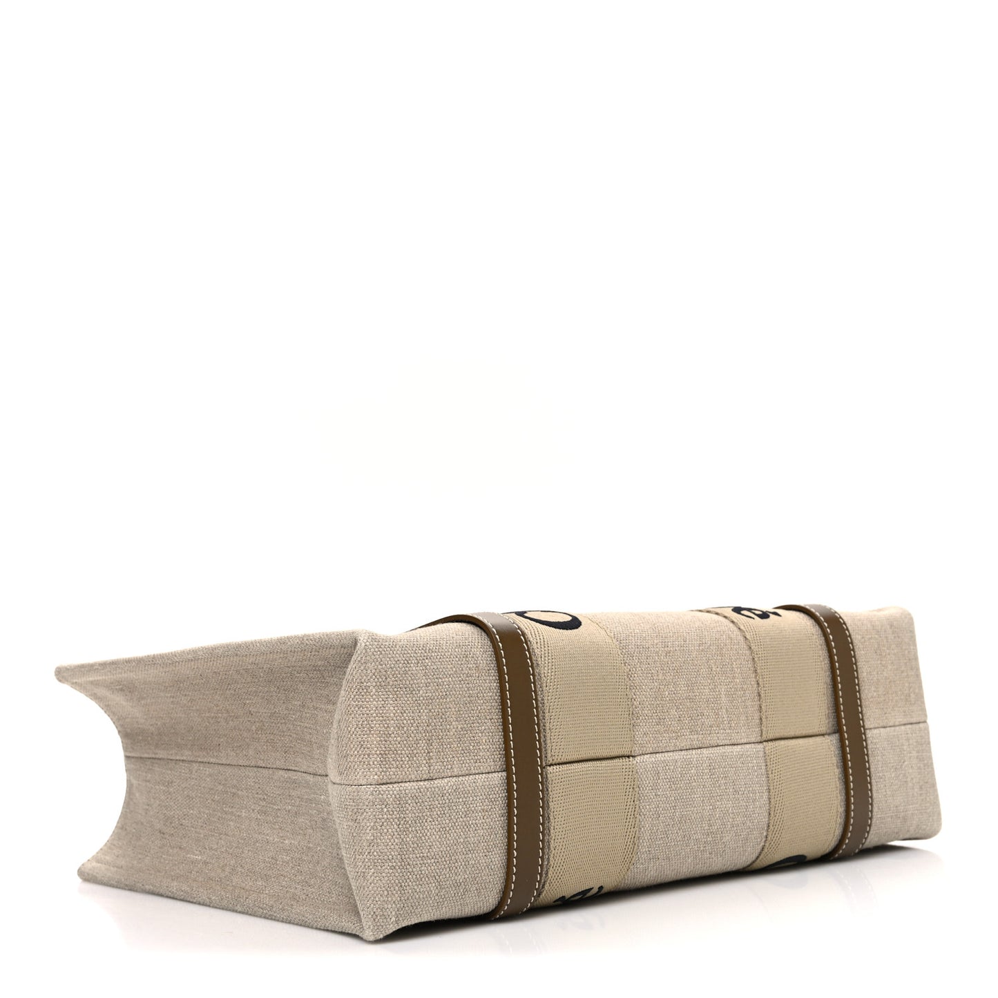 Linen Calfskin Medium Woody Ribbon Tote Bronze Brown