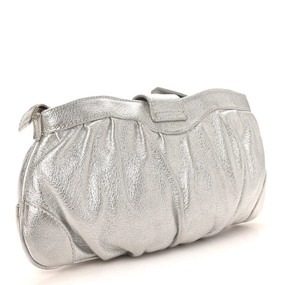 Salvatore Ferragamo Metallic Calfskin Small Gancini Clutch Silver 7 of 16